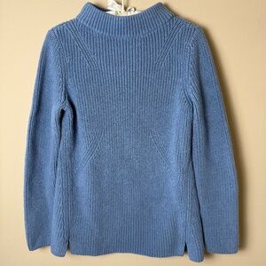 Talbots Cotton Mockneck Pullover Sweater Womens M Medium Blue Long Sleeve Shirt